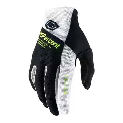 100% men's cycling gloves CELIUM black white fluo yellow STO-10005-442-12