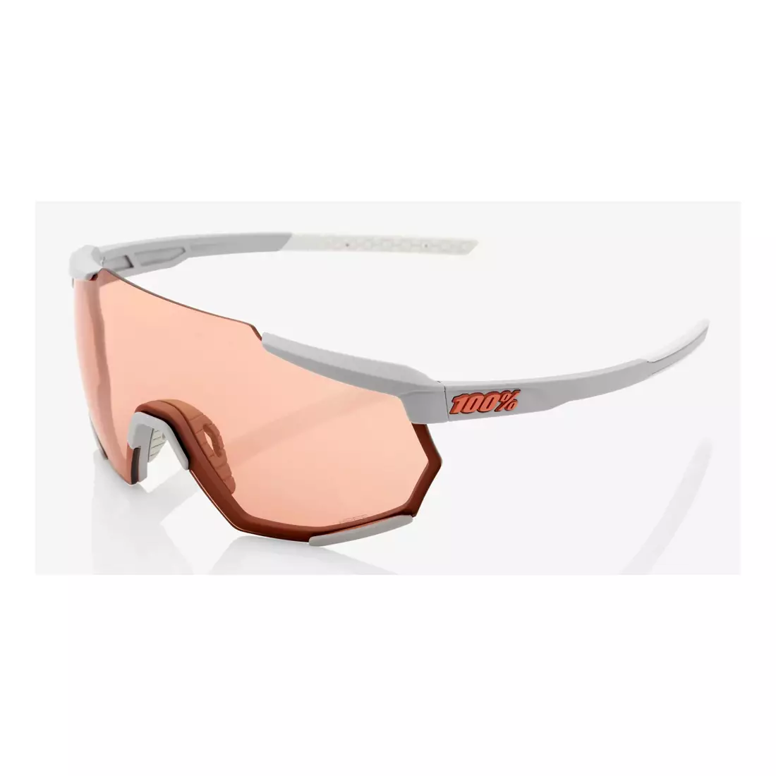 100% sports glasses RACETRAP (coral glasses, LT 52% + clear glasses, LT 93%) soft tact stone grey STO-61037-289-79
