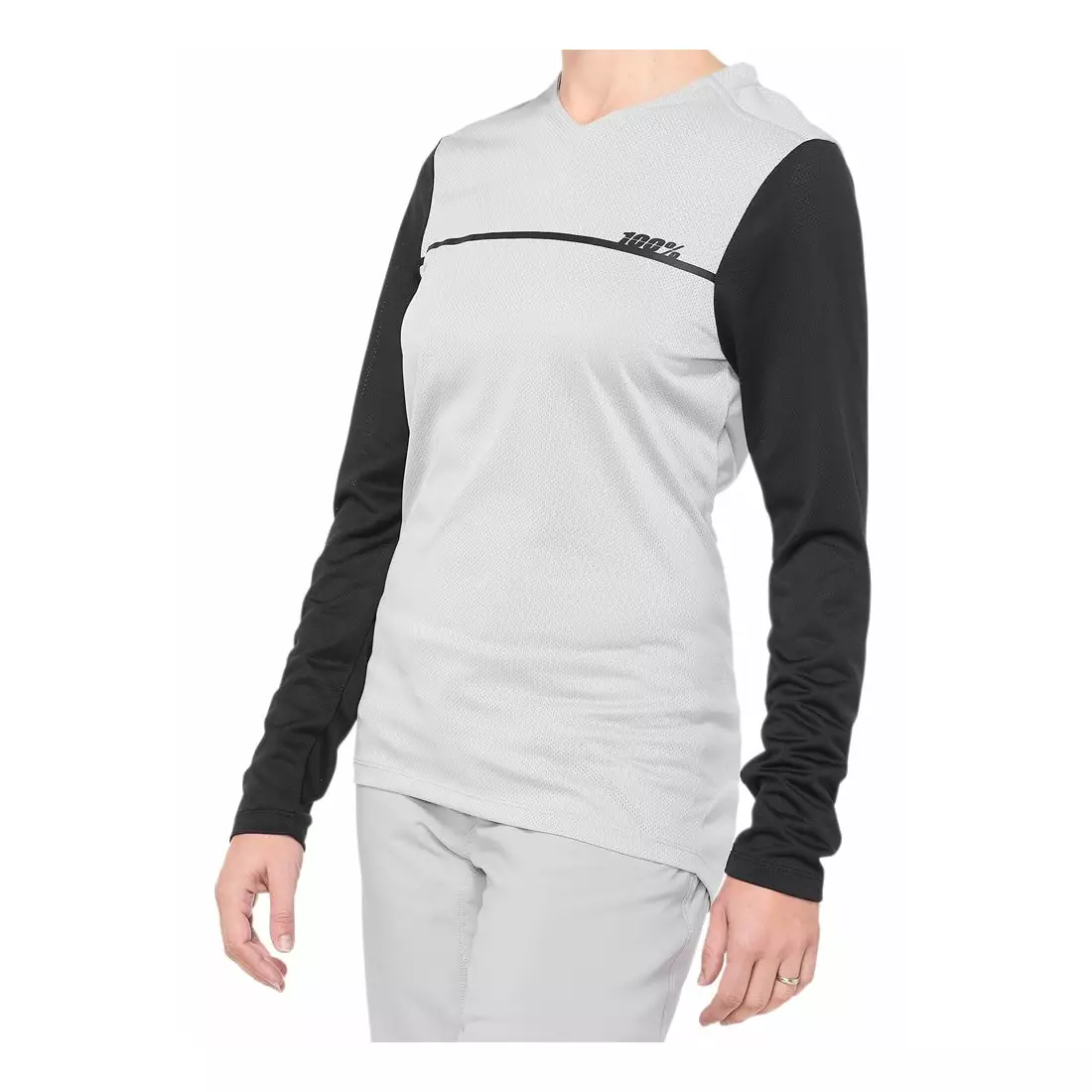 100% women's cycling jersey with long sleeves RIDECAMP grey black STO-44402-245-12