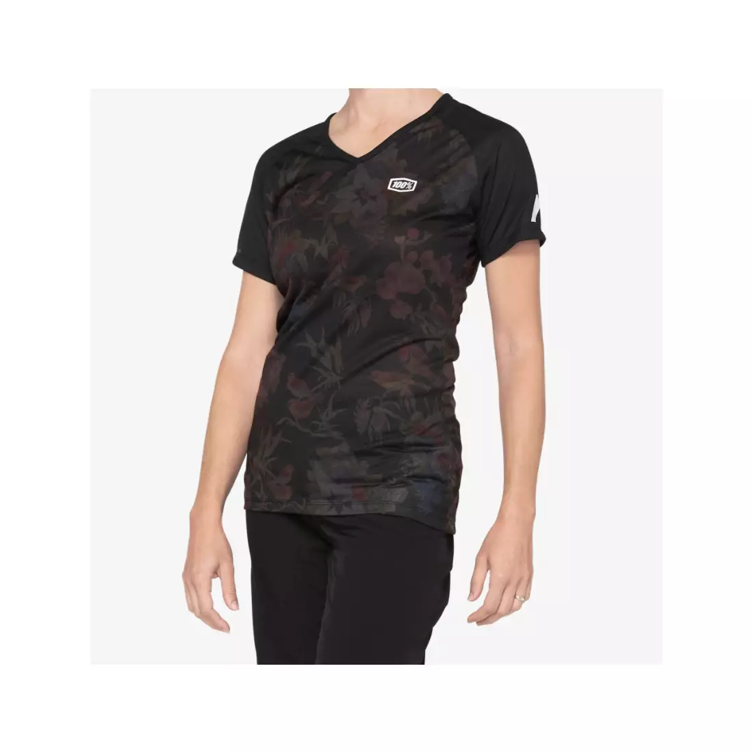 100% women's sports t-shirt AIRMATIC black floral 