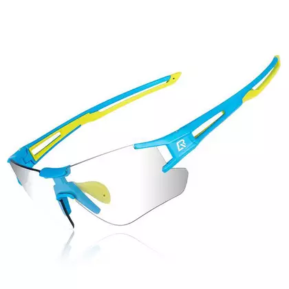 Rockbros 10127 bicycle / sports glasses with photochrome blue-green