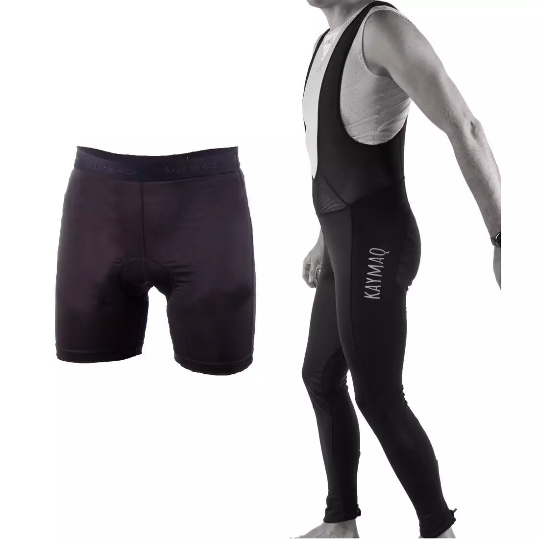 [Set] KAYMAQ winter pants, softshell, with braces, without CREEK II + DEKO padding, cycling boxer shorts with 3D GEL insert