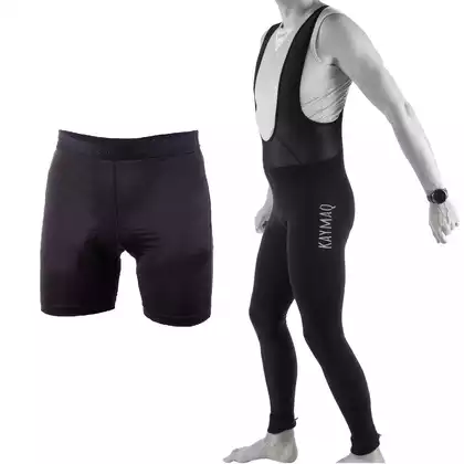[Zestaw] KAYMAQ CHAOS thermal bibtigths, without padding + DEKO 3D GEL pad bike boxers black  czarne BX-001