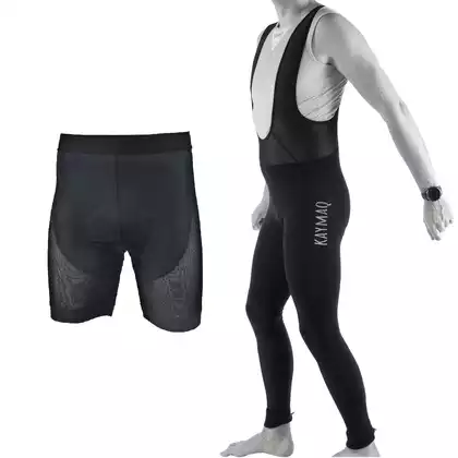 [Zestaw] KAYMAQ CHAOS thermal bibtigths, without padding + KAYMAQ BOXER men's cycling boxer shorts with padding 11.074.M.DA12, black