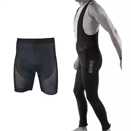 [Zestaw] KAYMAQ CREEK II winter, thermal softshell, bibtigths, without padding + KAYMAQ BOXER men's cycling boxer shorts with padding 11.074.M.DA12, black