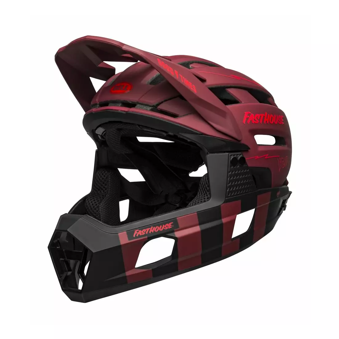 BELL SUPER AIR R MIPS SPHERICAL full face bicycle helmet, matte red black fasthouse