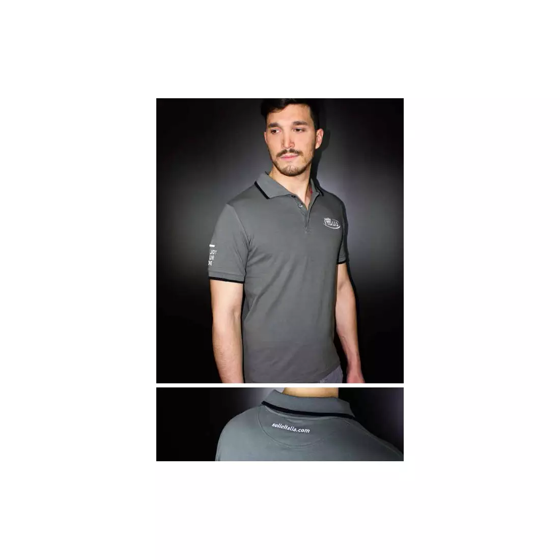 SELLE ITALIA men's short-sleeved shirt POLO T-SHIRT antracite grey SIT-98541S0000002