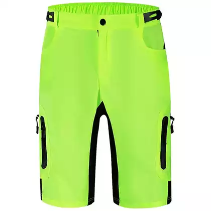 WOSAWE BL132-G men's MTB cycling shorts without an insert, fluor yellow