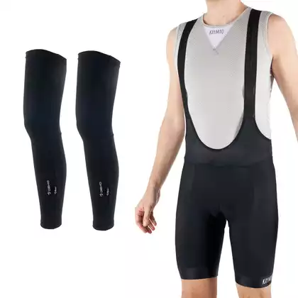 [Zestaw] KAYMAQ DESIGN KYBT34 Insulated cycling shorts for men with suspenders, black + DEKO D-ROBAX Warm cycling leg warmers, black