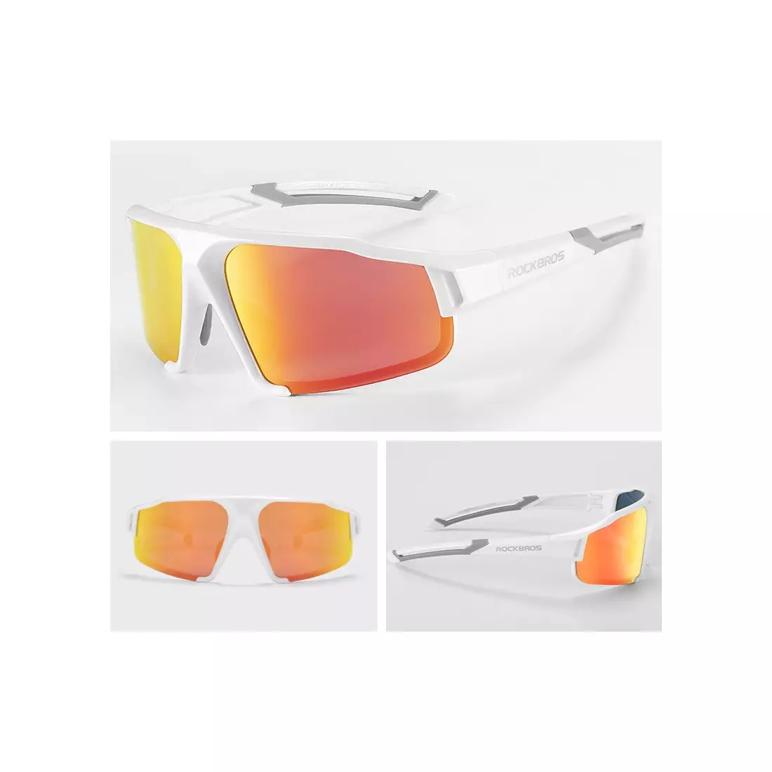 Rockbros SP216WR bicycle / sports glasses with polarized lens white