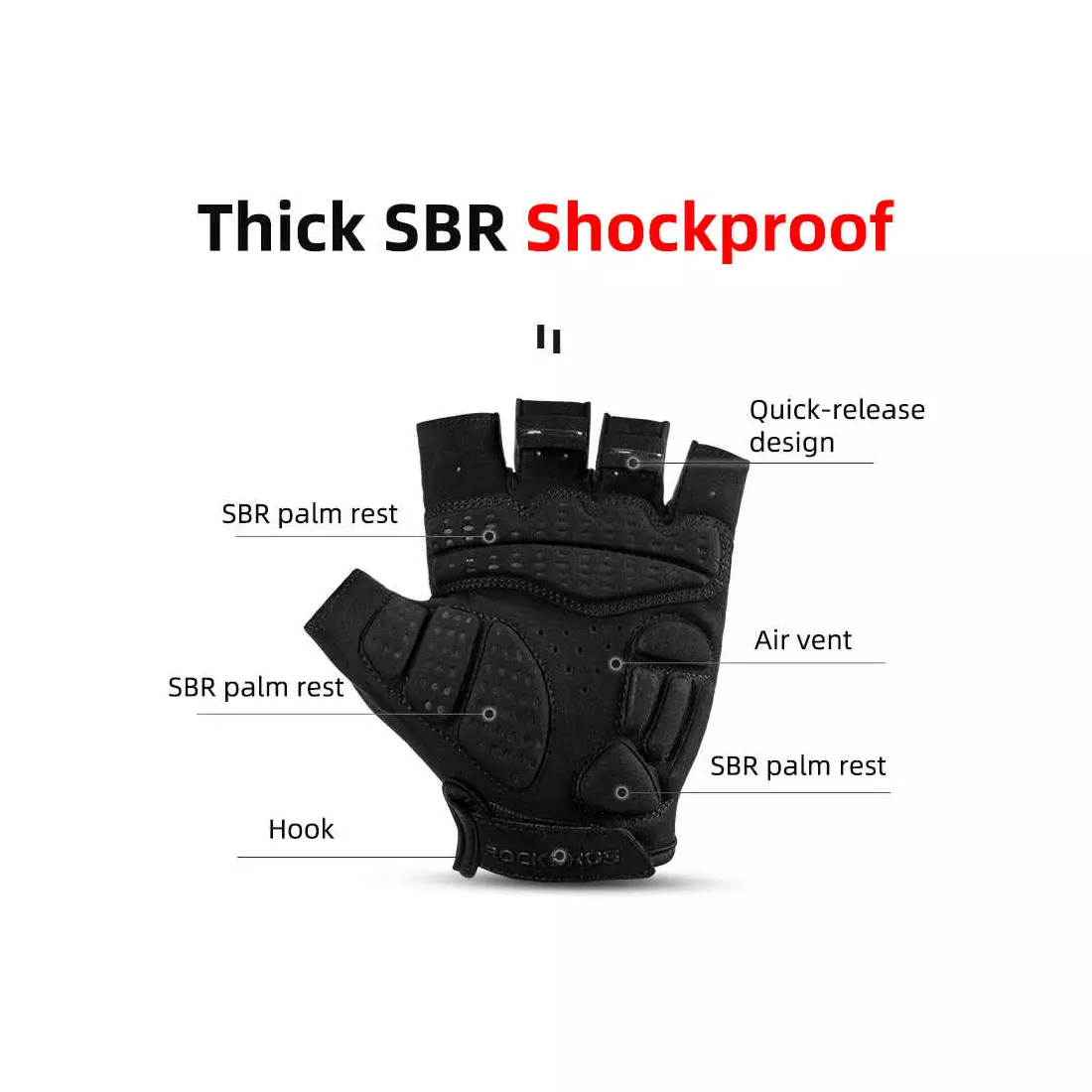 Rockbros cycling gloves short finger, black S220