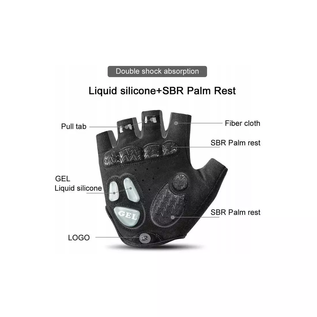 Rockbros cycling gloves short finger, black-grey S169BGR