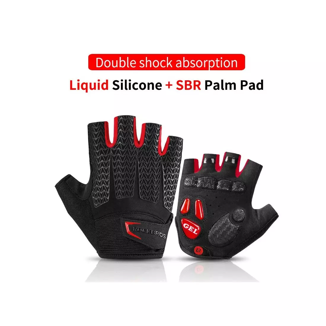 Rockbros cycling gloves short finger, schwarz-red S169BR