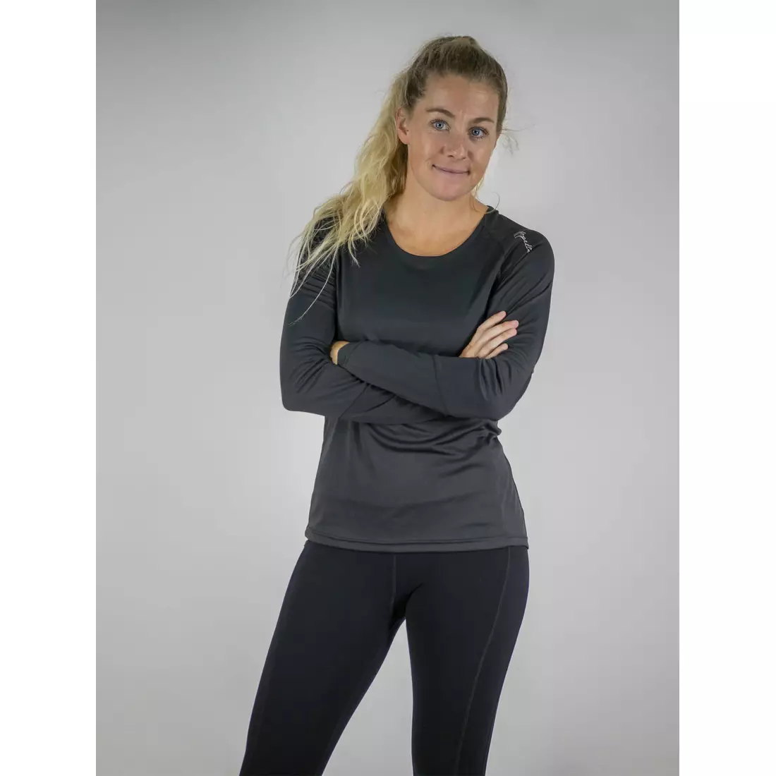 ROGELLI Sporty women's t-shirt with long sleeves BASIC - black