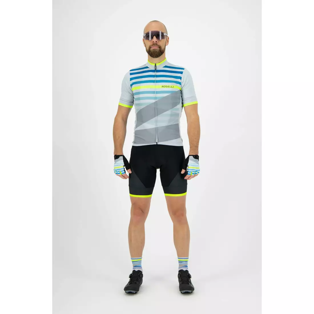 ROGELLI men's bicycle t-shirt STRIPE grey/green 001.101