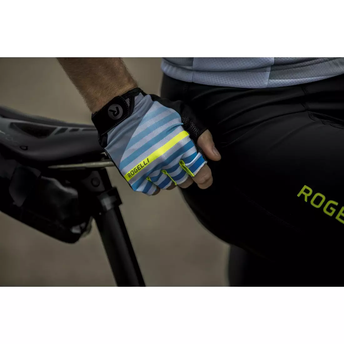 ROGELLI men's cycling gloves STRIPE blue/fluor 006.311