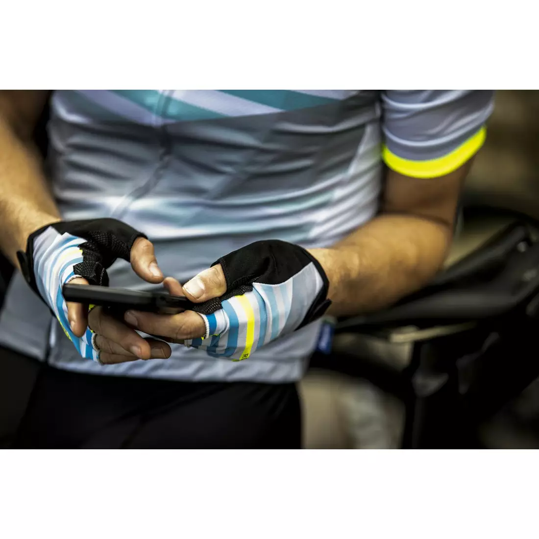 ROGELLI men's cycling gloves STRIPE blue/fluor 006.311