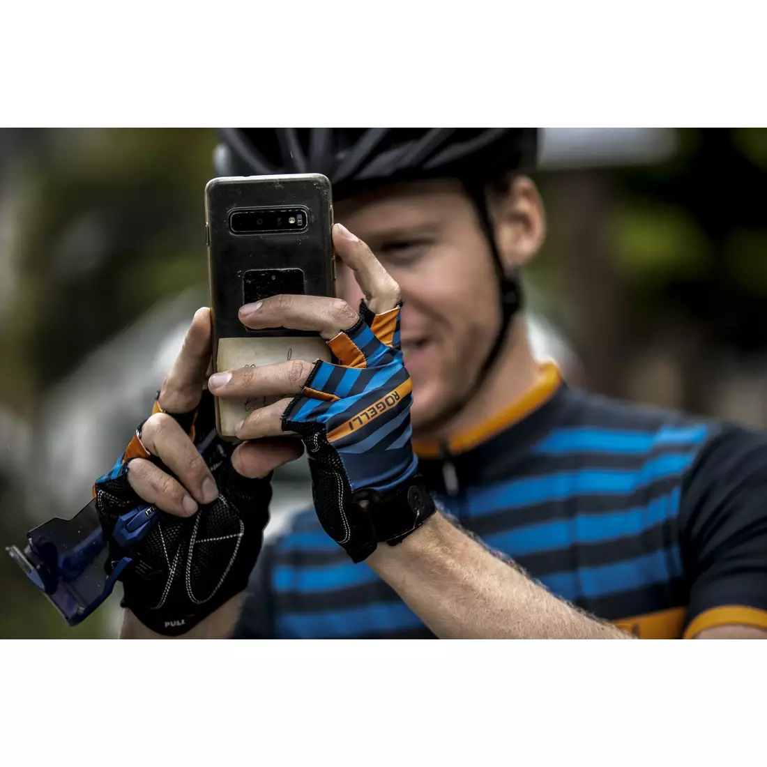 ROGELLI men's cycling gloves STRIPE blue/orange 006.312