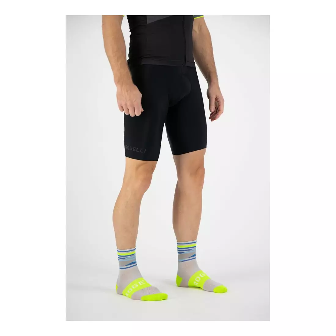 ROGELLI men's cycling socks STRIPE yellow fluorine