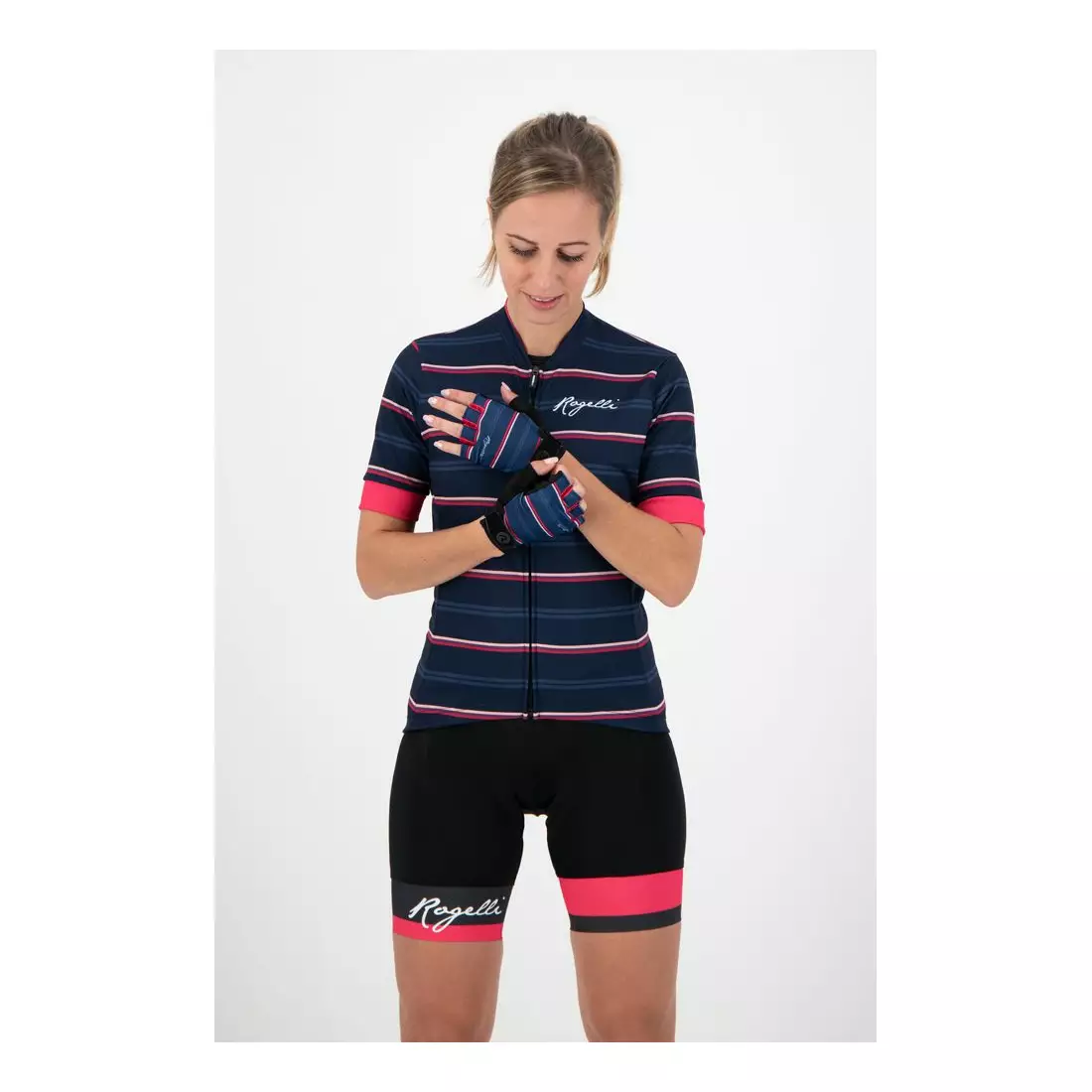 ROGELLI women's cycling gloves STRIPE blue/pink