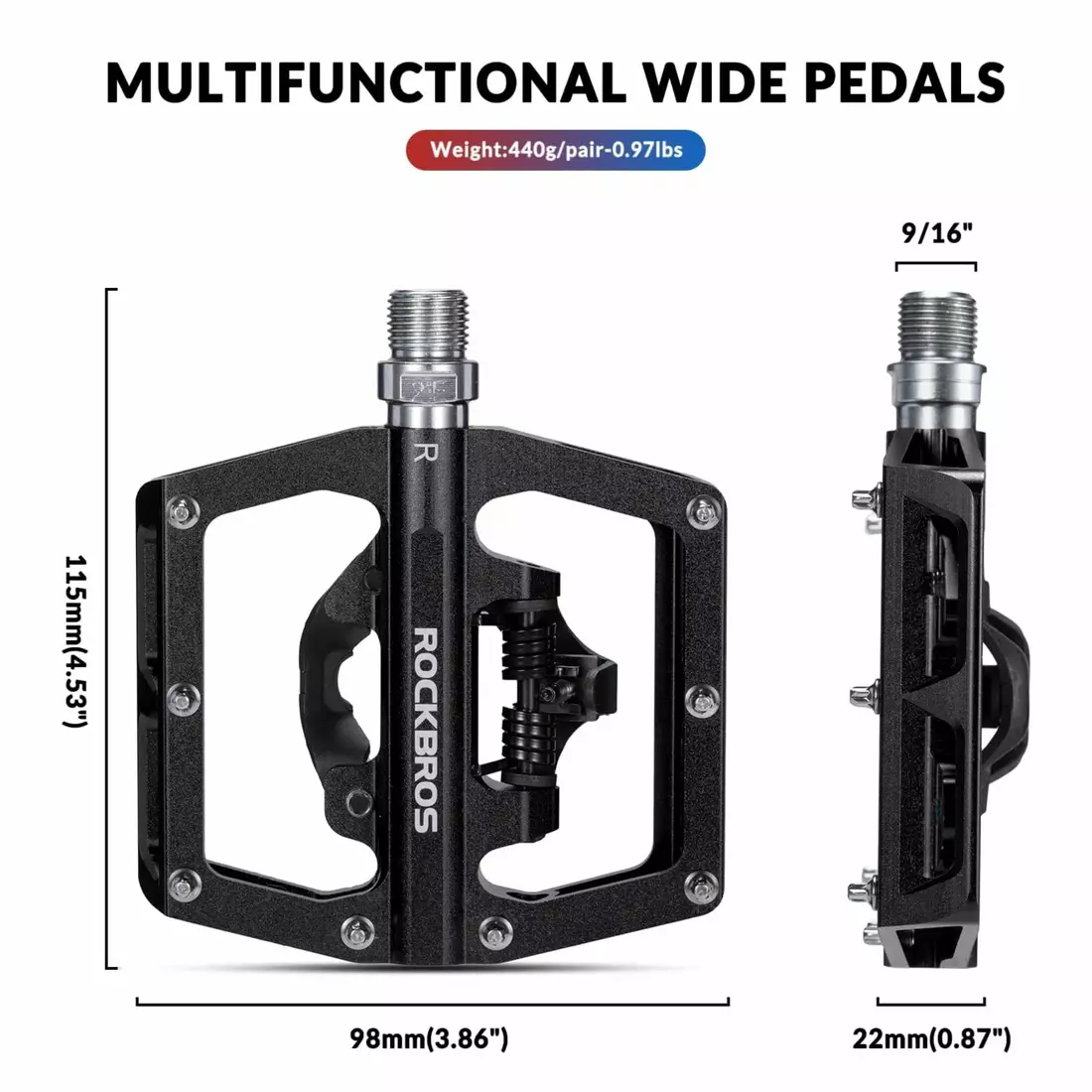 Rockbros MTB/ trekking bike pedals with blocks PD15-BK