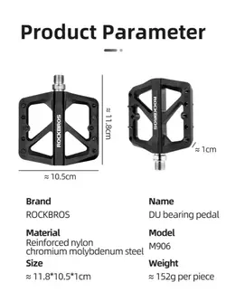 Rockbros nylon platform pedals, black M906-BK