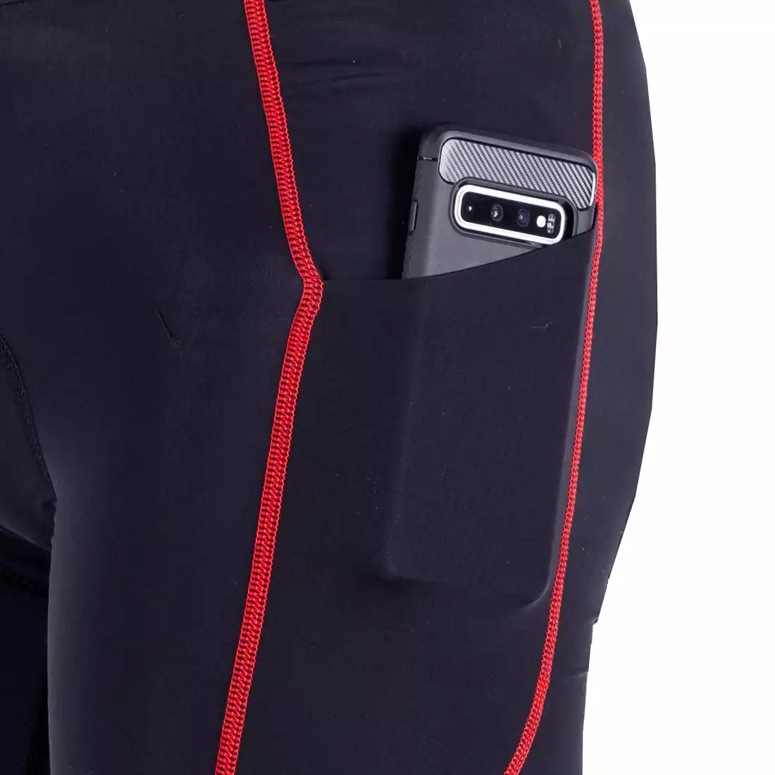 DEKO POCKET men's cycling shorts, black-red