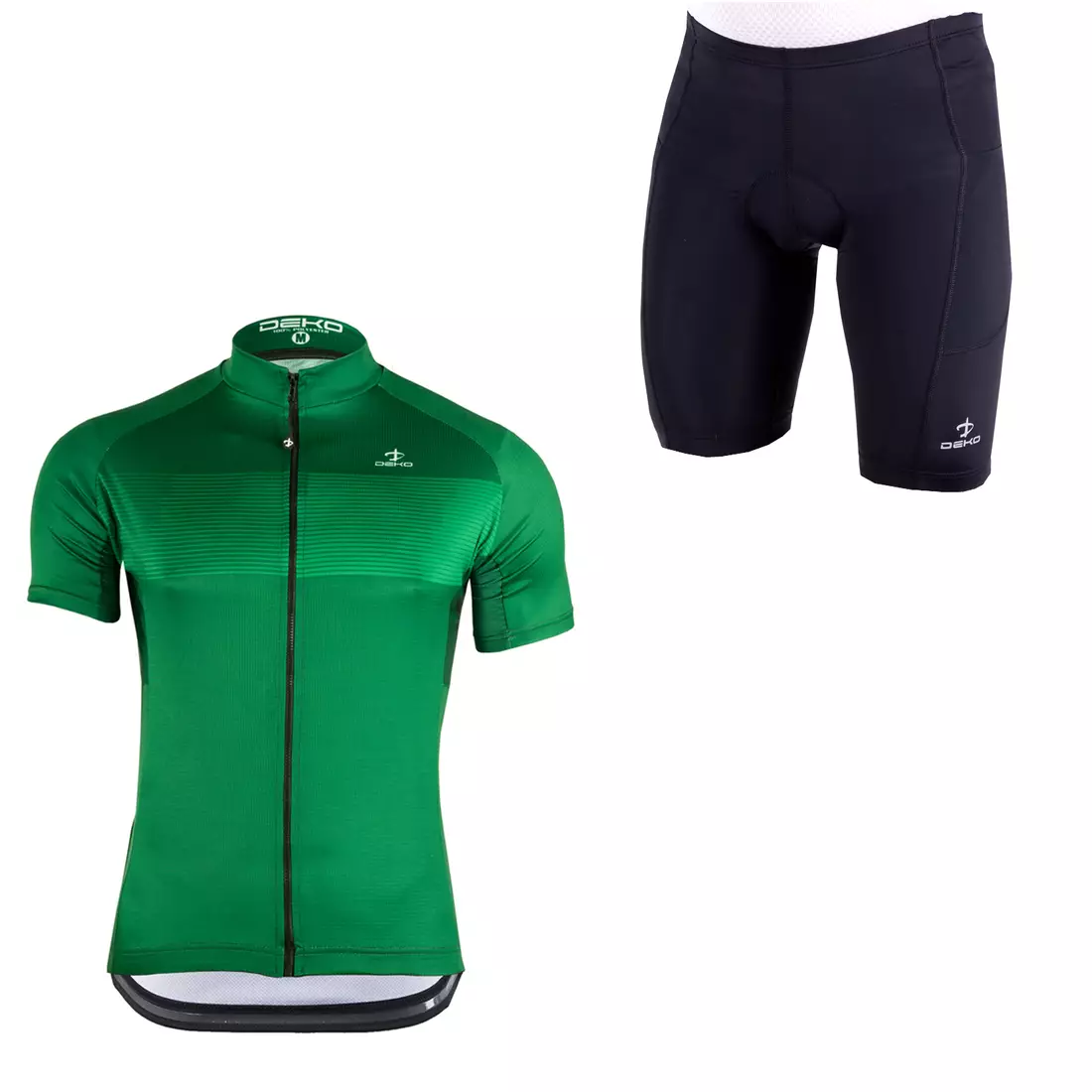 [Set] DEKO STYLE-0421 Men bike t-shirt, green + DEKO POCKET men's cycling shorts, black