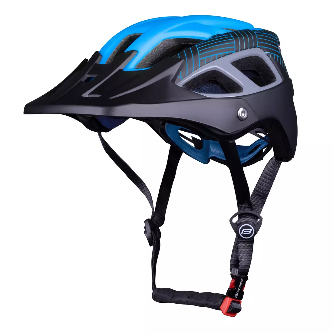 FORCE Bicycle helmet AVES MTB, black and blue mat 90299913