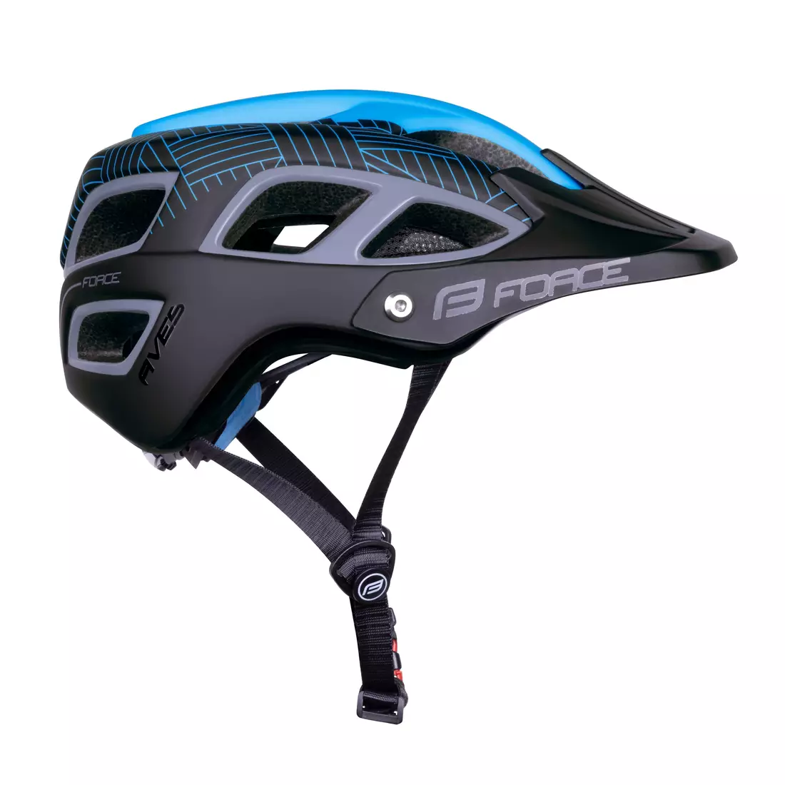 FORCE Bicycle helmet AVES MTB, black and blue mat 90299913