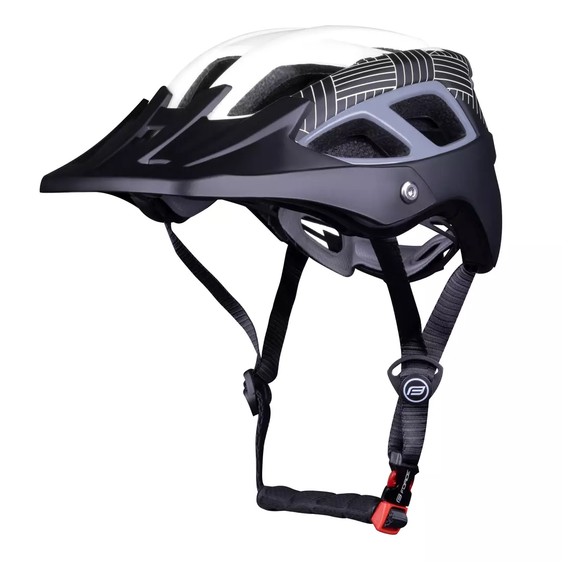 FORCE Bicycle helmet AVES MTB, black and white mat 90299904
