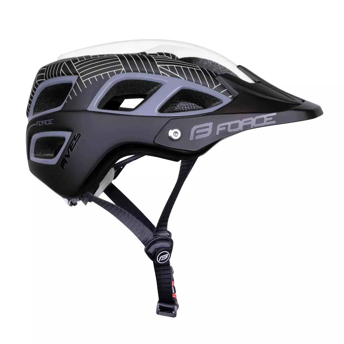 FORCE Bicycle helmet AVES MTB, black and white mat 90299904