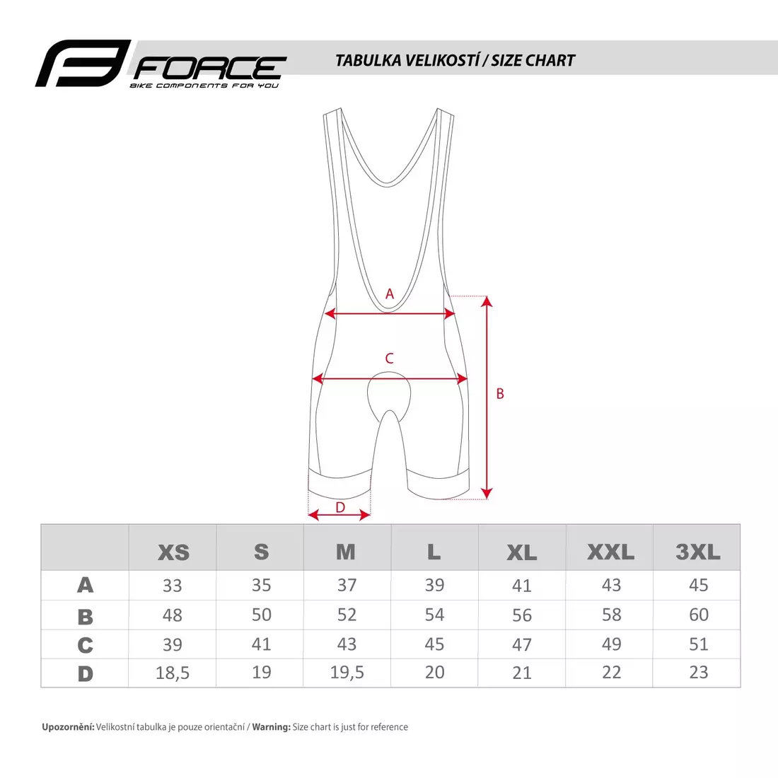 FORCE Cycling shorts with braces B51, black and white, 9002792