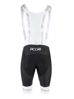 FORCE Cycling shorts with braces TEAM PRO PLUS, black and white, 900804