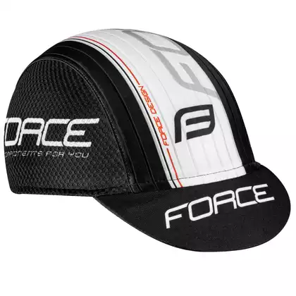 FORCE Cycling cap with a visor TEAM, black and white, 903029
