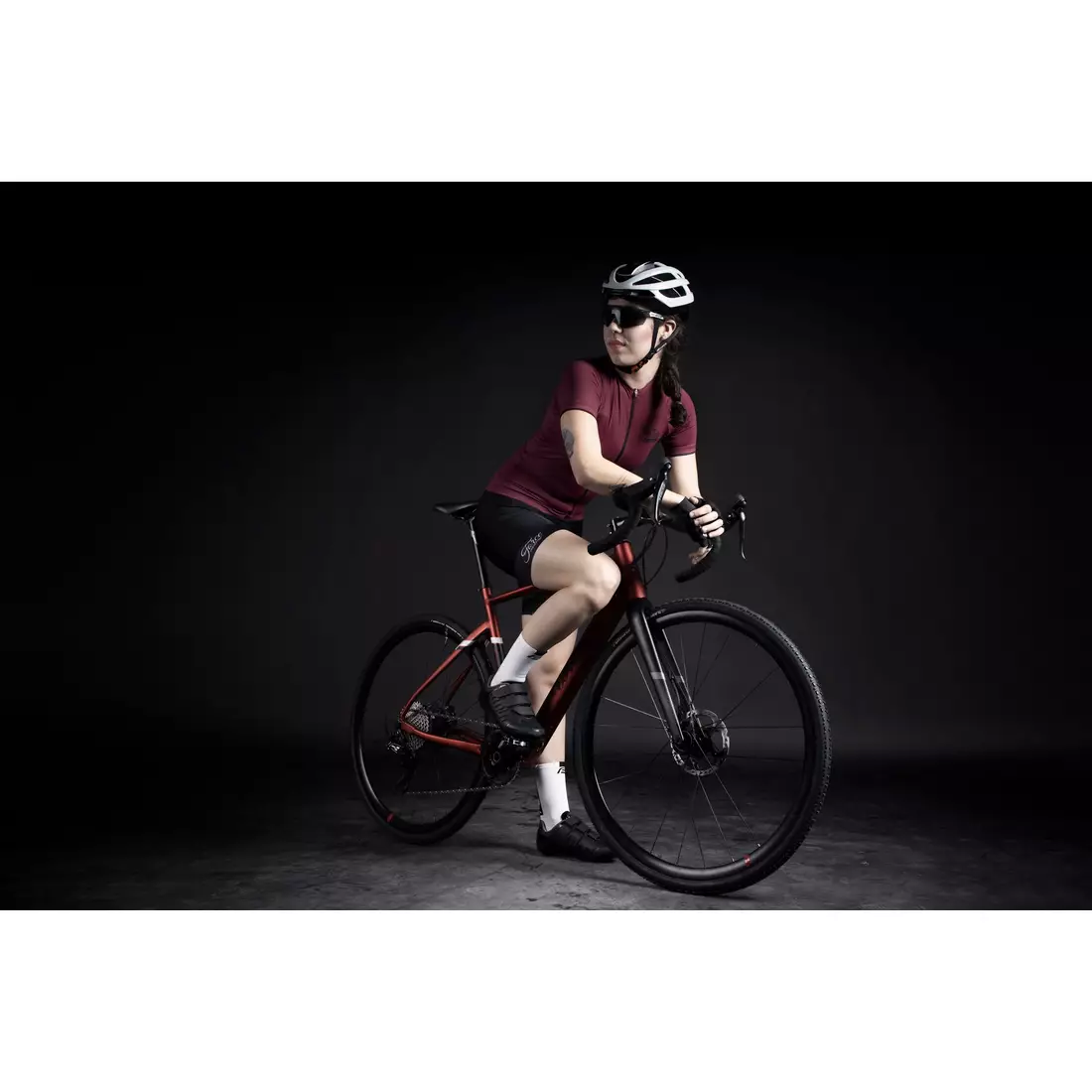 FORCE Women's cycling jersey CHARM , claret, 90013438
