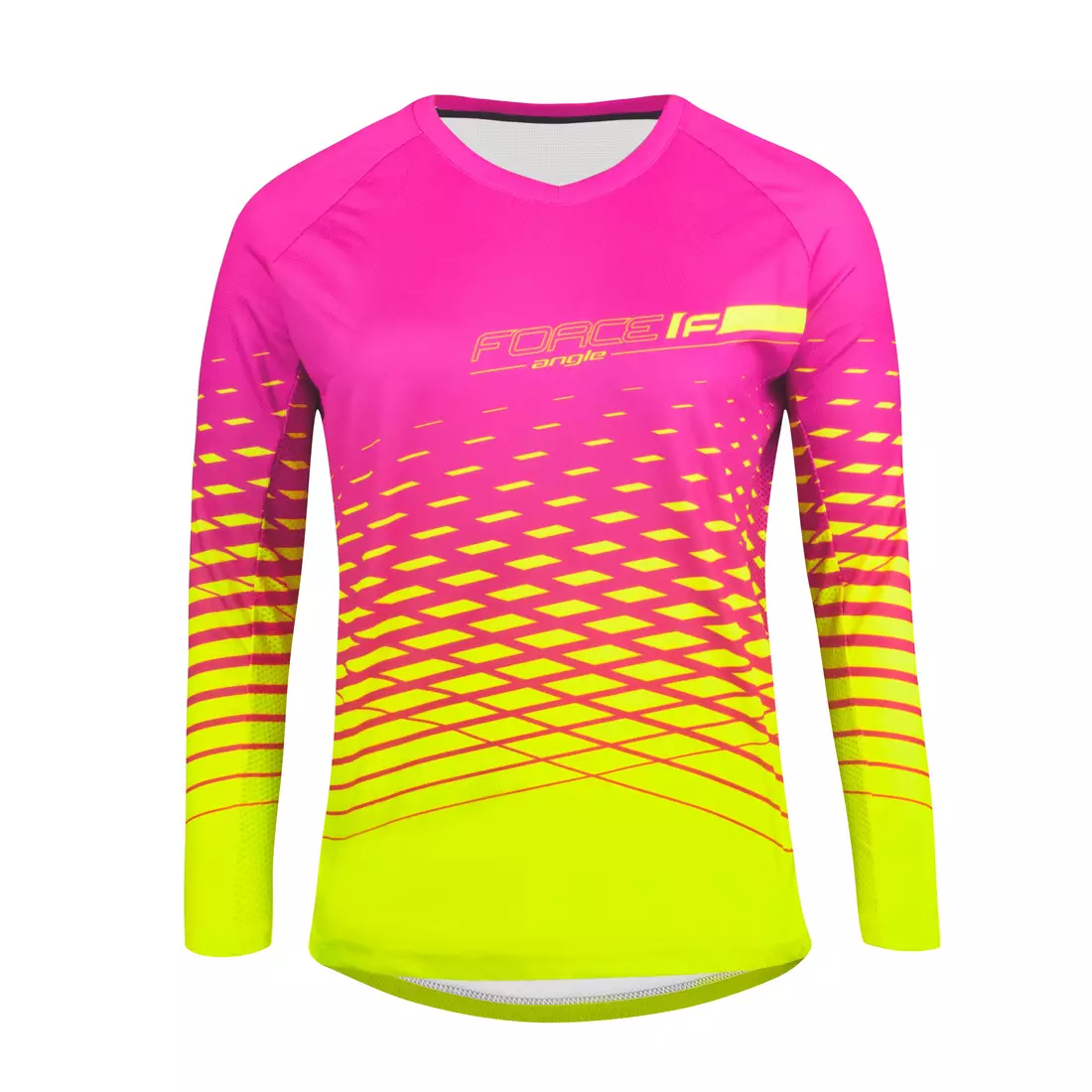 FORCE Women's cycling jersey with long sleeves MTB ANGLE, pink-fluo, 9001431