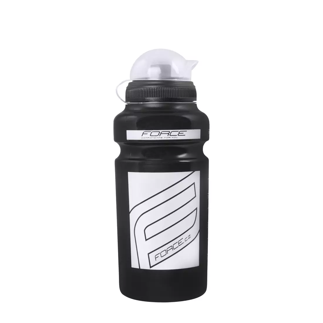 FORCE bicycle water bottle &quot;F“ 0,5 L black/white 250729