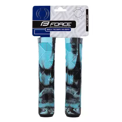 FORCE bicycle handlebar grips BMX 145, black and blue 382082