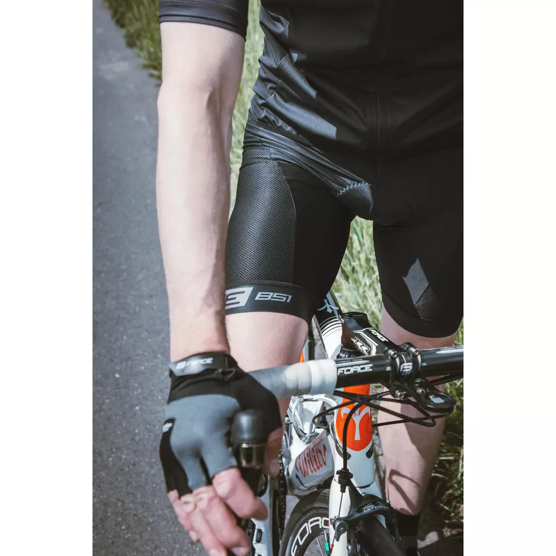 FORCE cycling pants with a bib insert B51, black 900279