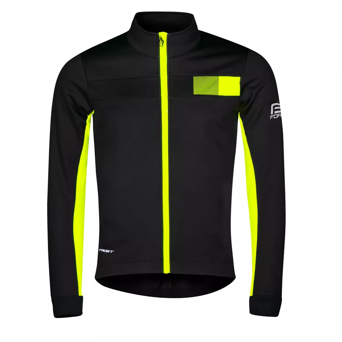 FORCE men's winter cycling jacket FROST, black-fluo 900021