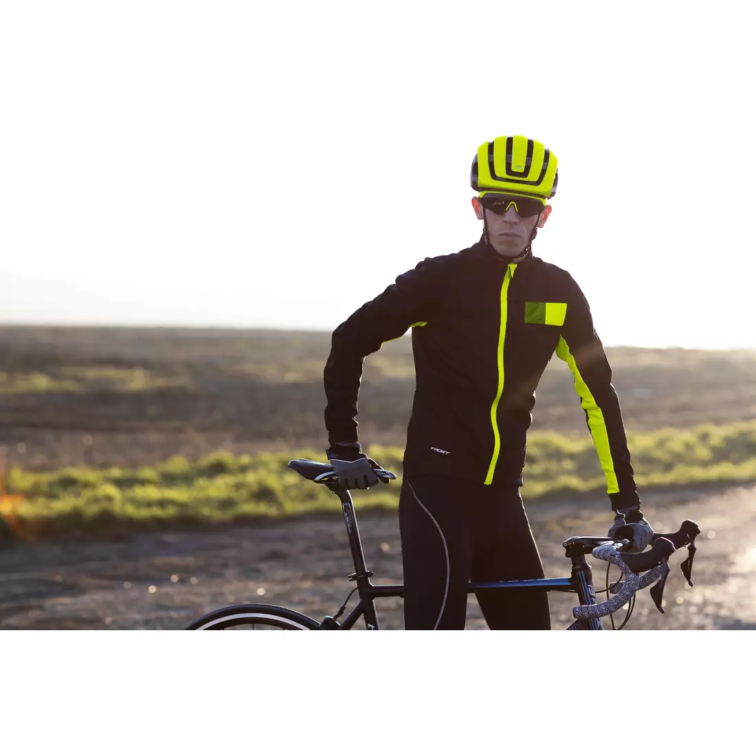 FORCE men's winter cycling jacket FROST, black-fluo 900021