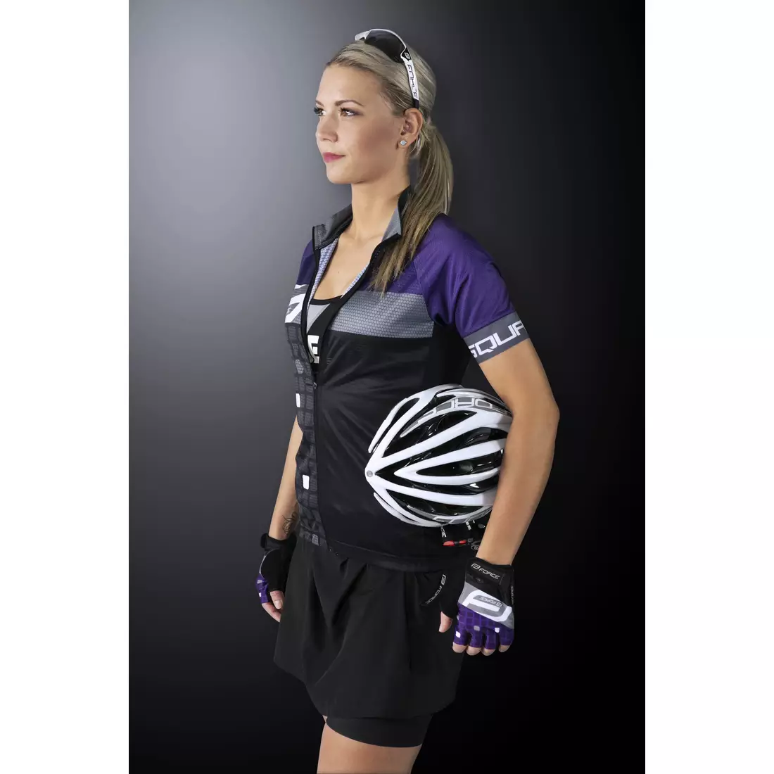 FORCE women's cycling jersey SQUARE black/purple 90013431