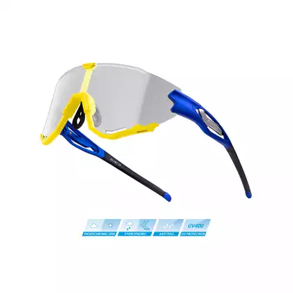 FORCE CREED Photochromic sports glasses, blue and yellow