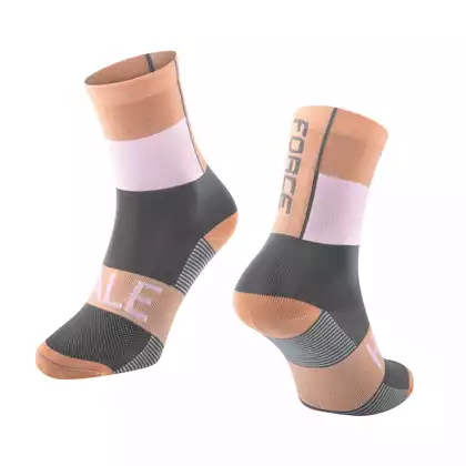 FORCE Cycling socks / sport socks HALE, orange-white-gray, 900882