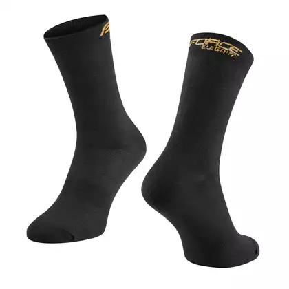 FORCE Cycling / sports socks, long FORCE ELEGANT, black and gold, 9009141