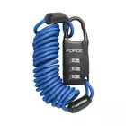 FORCE a bicycle lock with a code SMALL 120cm/3mm blue 49111