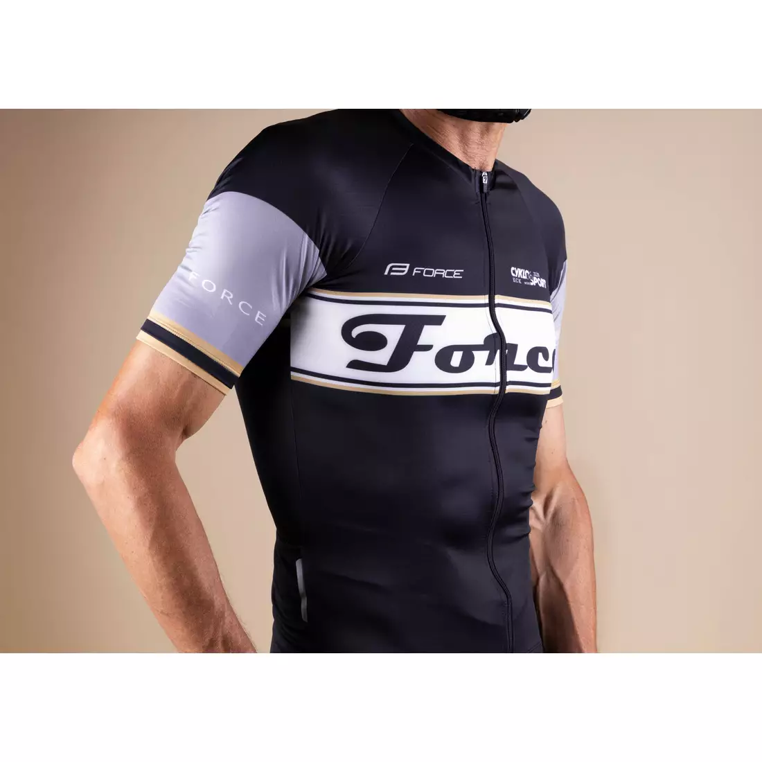 FORCE cycling jersey RETRO, black and gold 9001193
