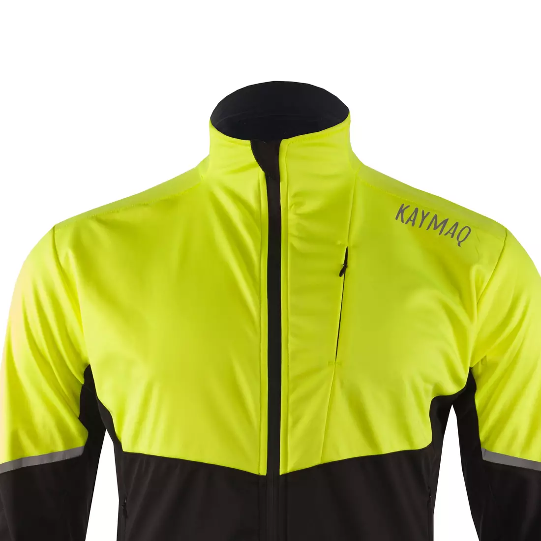 KAYMAQ JWS-004 men's winter softshell bike jacket fluo yellow-black