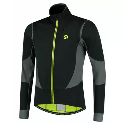 Rogelli Men's winter cycling jacket, softshell BRAVE black and fluo ROG351024
